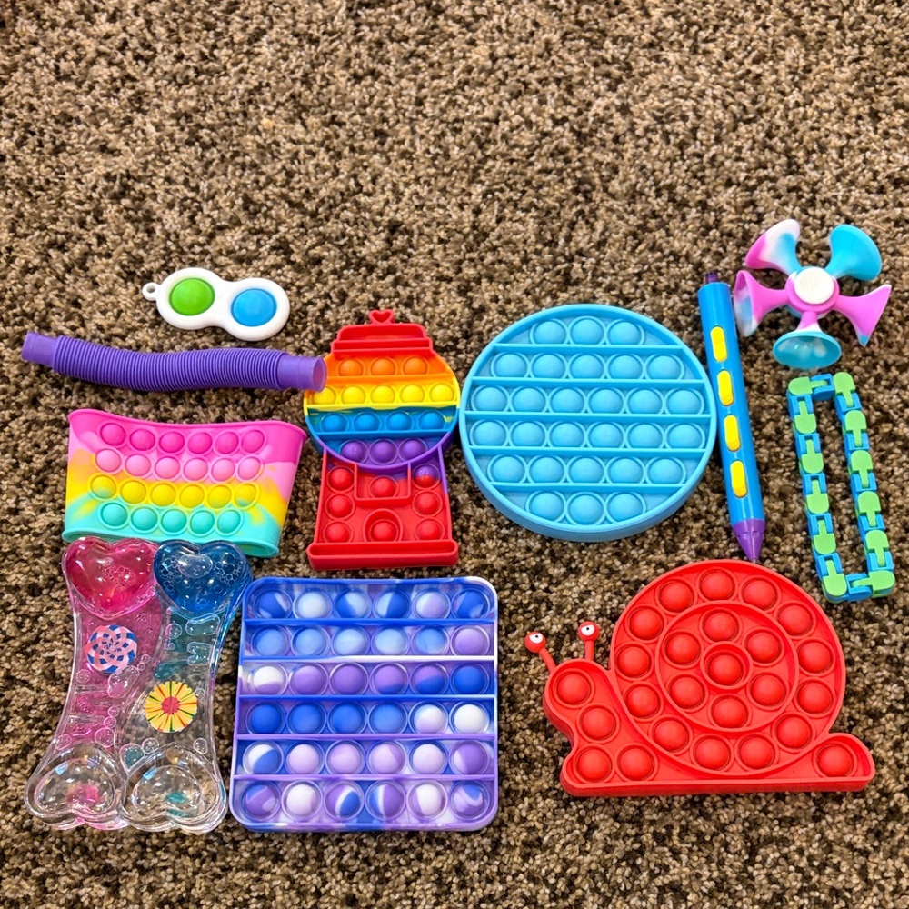 Assorted Kids Pop-It Sensory Fidget Toy Set - Rainbow, Blue, Red, Purple